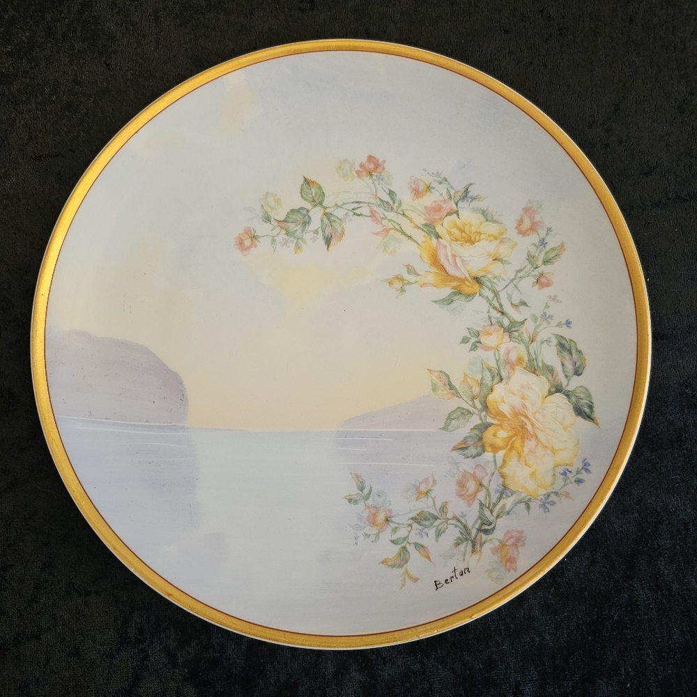 Antique Haviland Limoges Hand Painted Lake And Floral Scene 8.5" Plate